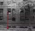 Artistic Street Lamp in Vibrant Chinatown, Highlighting Red